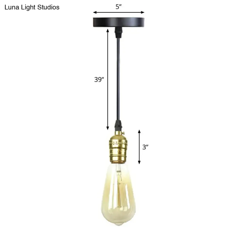 Industrial Single Edison Bulb Pendant Light - Aluminum Socket - Black Hanging Lamp for Living Room