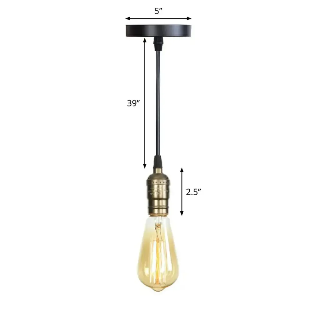 Industrial Single Edison Bulb Pendant Light - Aluminum Socket - Black Hanging Lamp for Living Room