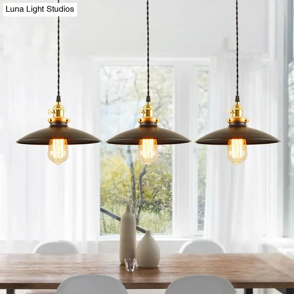 Industrial Style Bowl Pendant Lamp 10"/12.5" Wide - 1 Light Metal Hanging Light in Black/White/Red