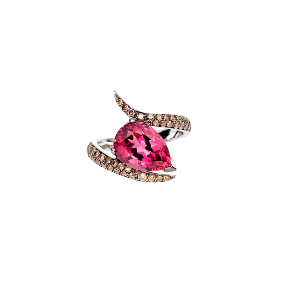 Interlocking Aurora Ring - 18ct White Gold & 3.31ct Pink Tourmaline