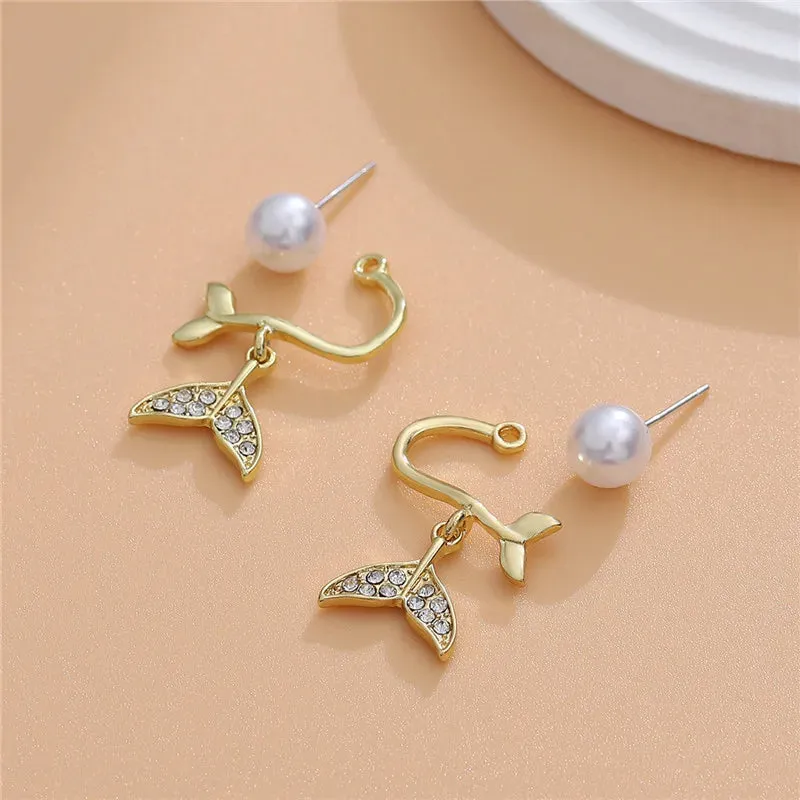 Korean version of hot new black round rhinestone earrings fashion simple and versatile temperament female wedding earrings jewel