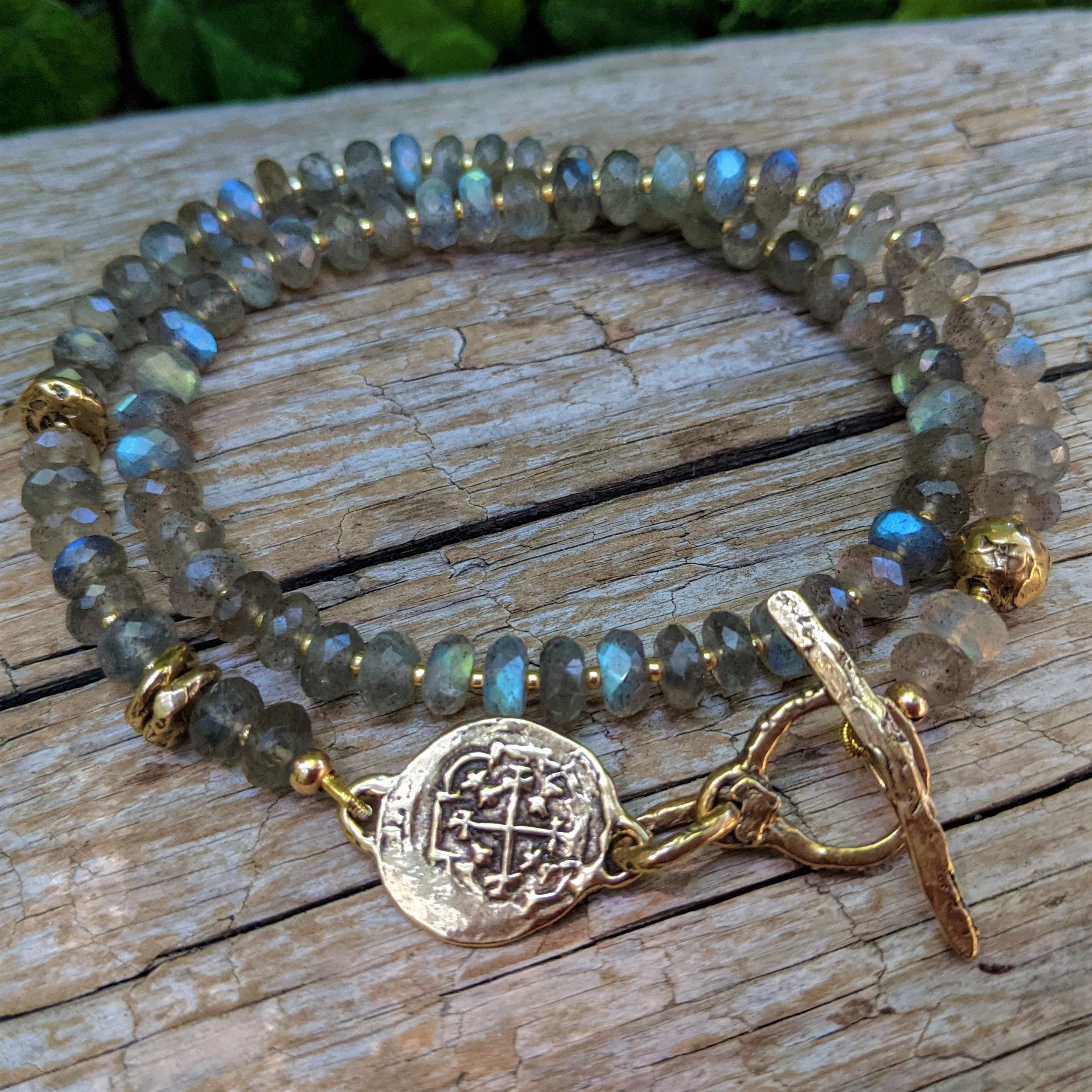 Labradorite Wrap Spanish Coin Bracelet