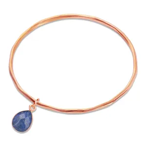 Lapis Lazuli Charm Bangle Rose Gold September Birthstone Bangle