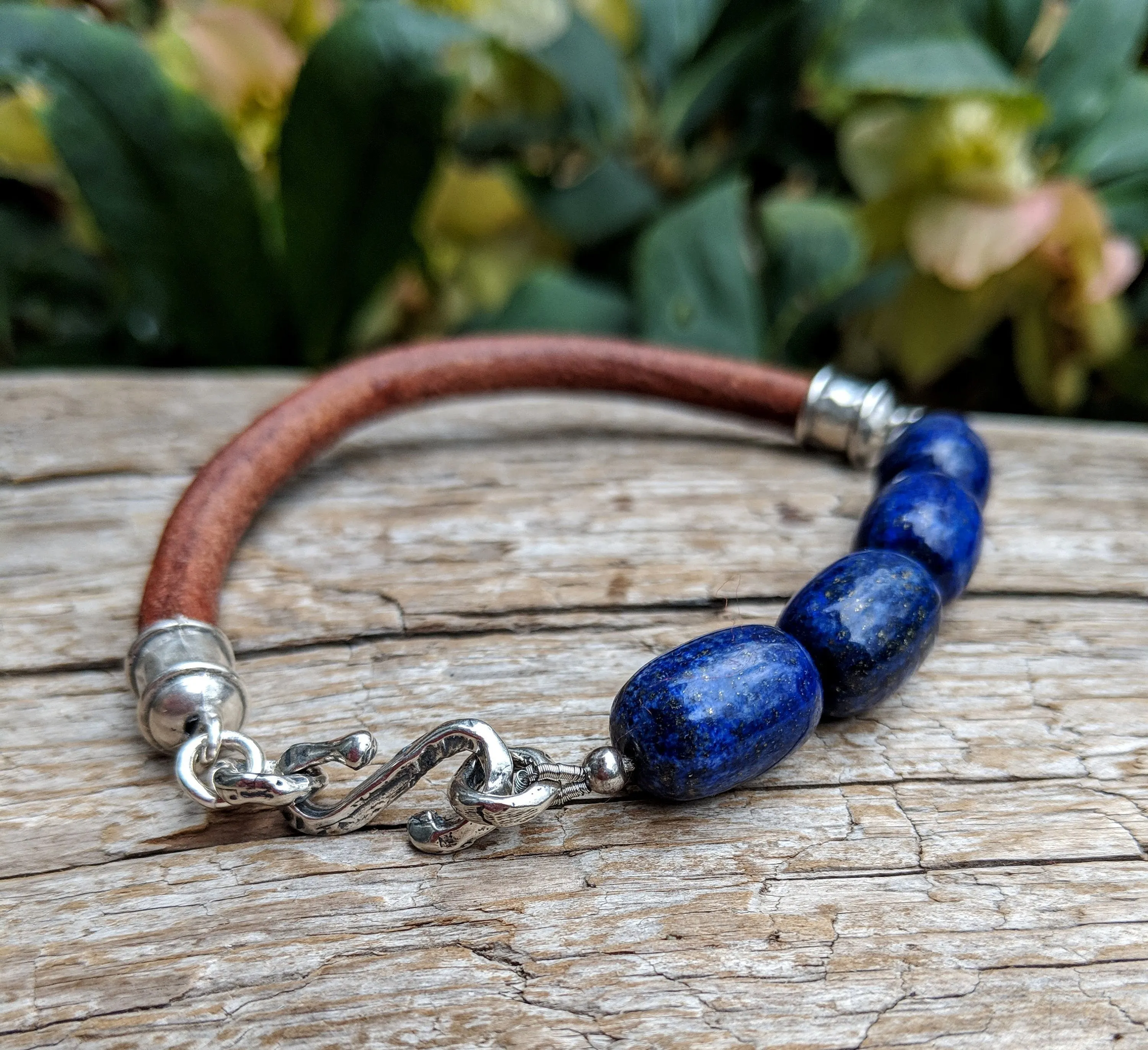 Lapis Lazuli Leather Bracelet - Men's/Unisex