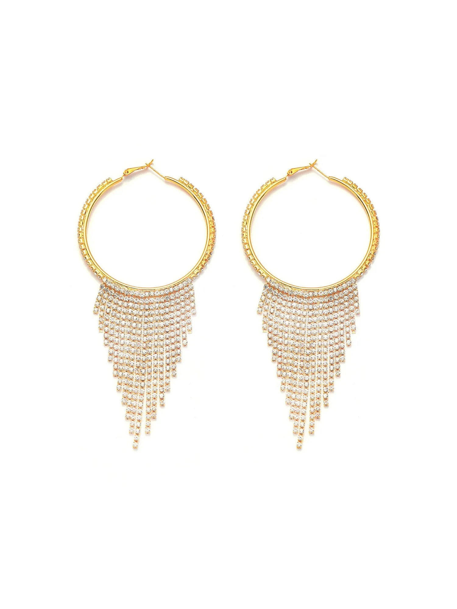 Large Hoop Long Tassel Earrings