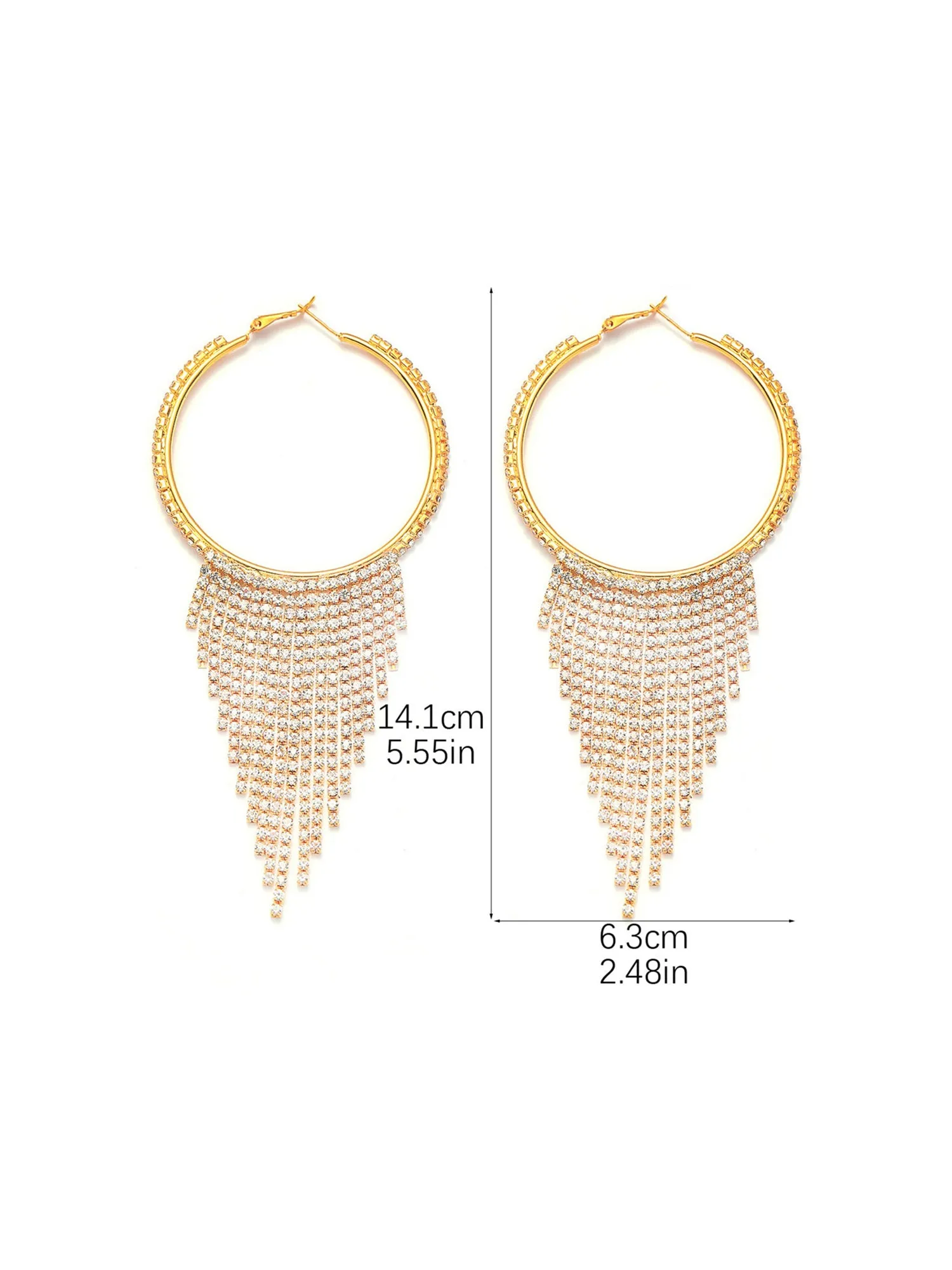 Large Hoop Long Tassel Earrings