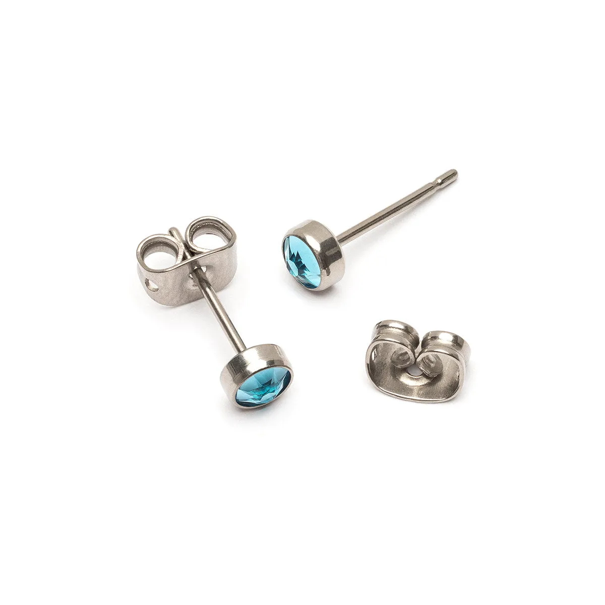 Light Blue Titanium Stud Earrings