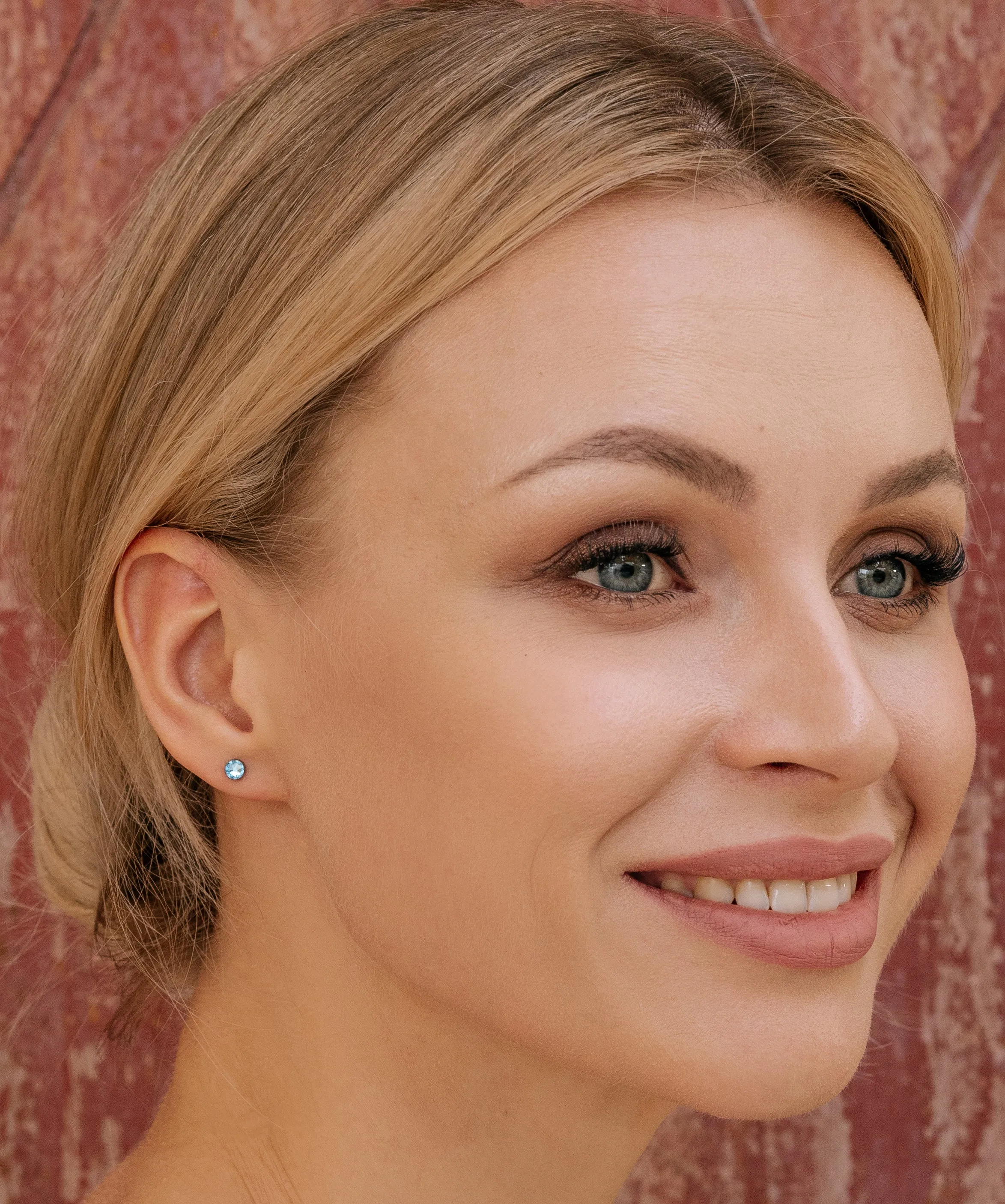 Light Blue Titanium Stud Earrings