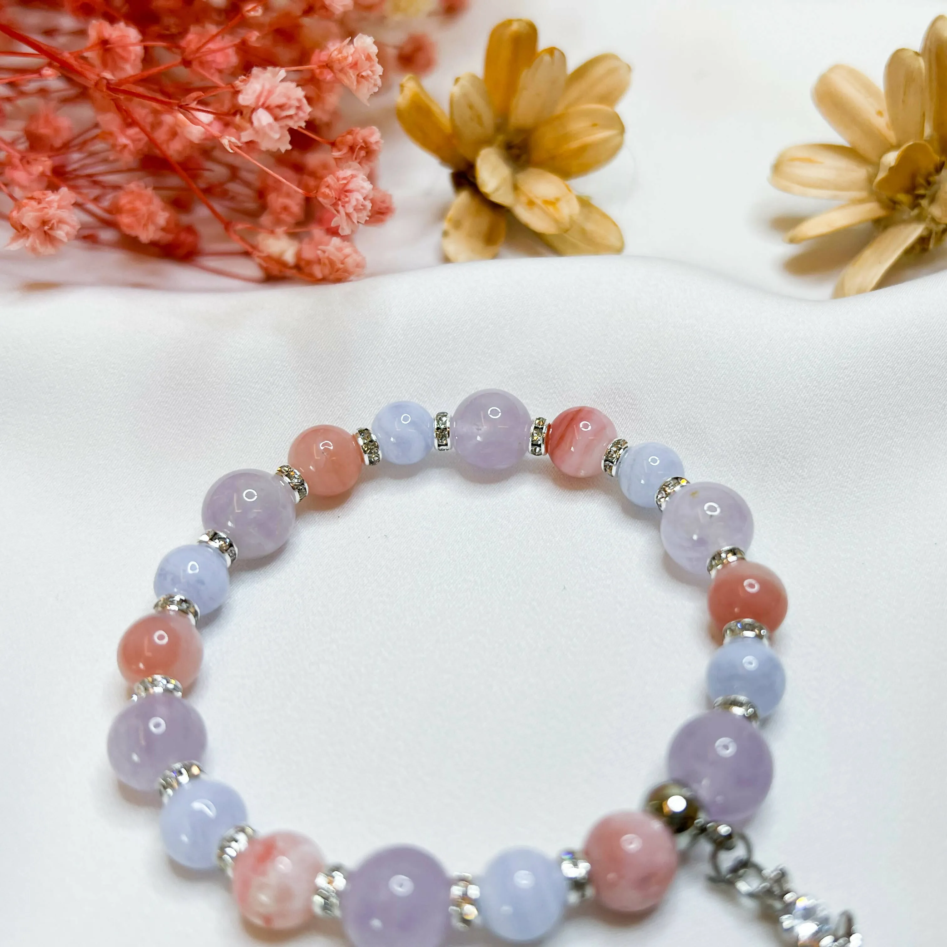 Lilac Pink (S925 Mini Angel Charm) Crystal Bracelet