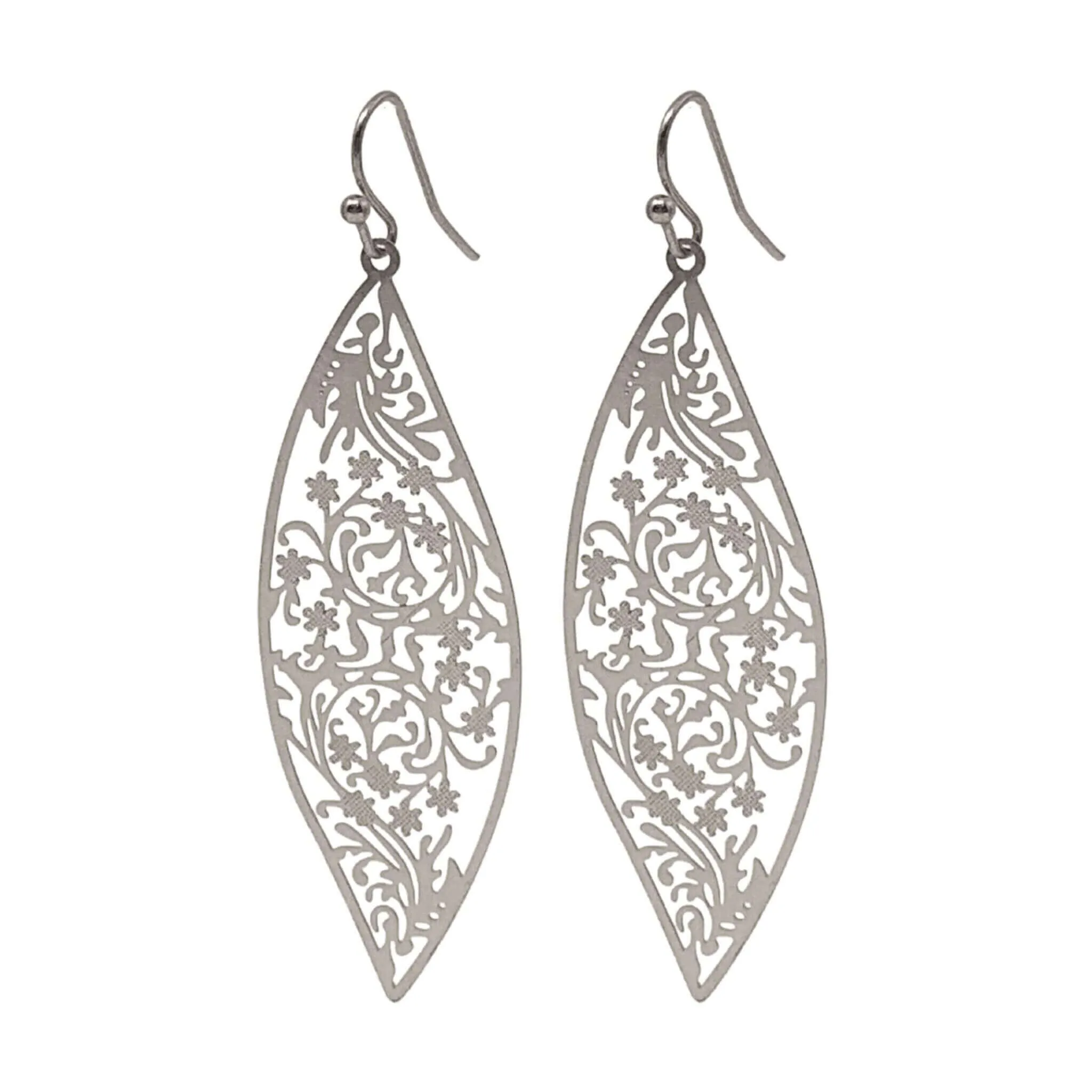 Long Floral Pattern Teardrop Earrings