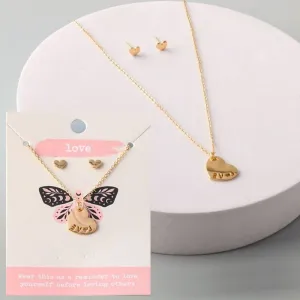 Love Heart Necklace Earring Set 8327G (12 units)