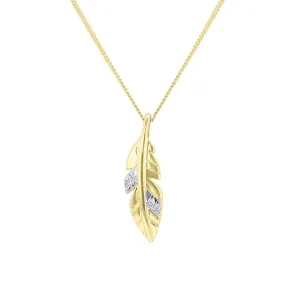 Lovely Gold Feather Diamond Necklace