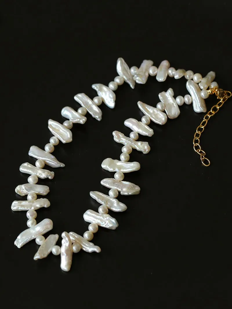 Lute Pearl Baroque Pearl Collar Chain Necklace