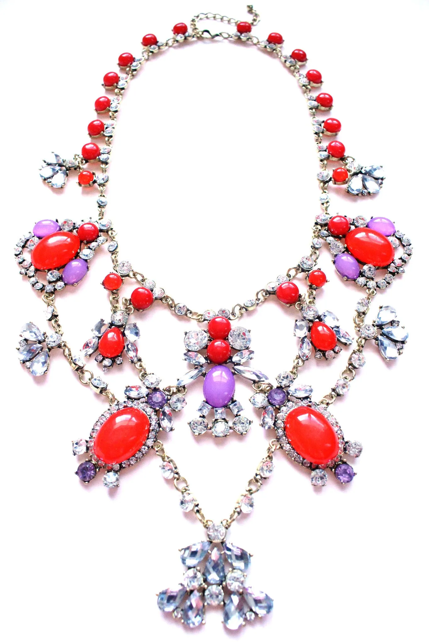 Luxe Crystal Color Stone Statement Necklace