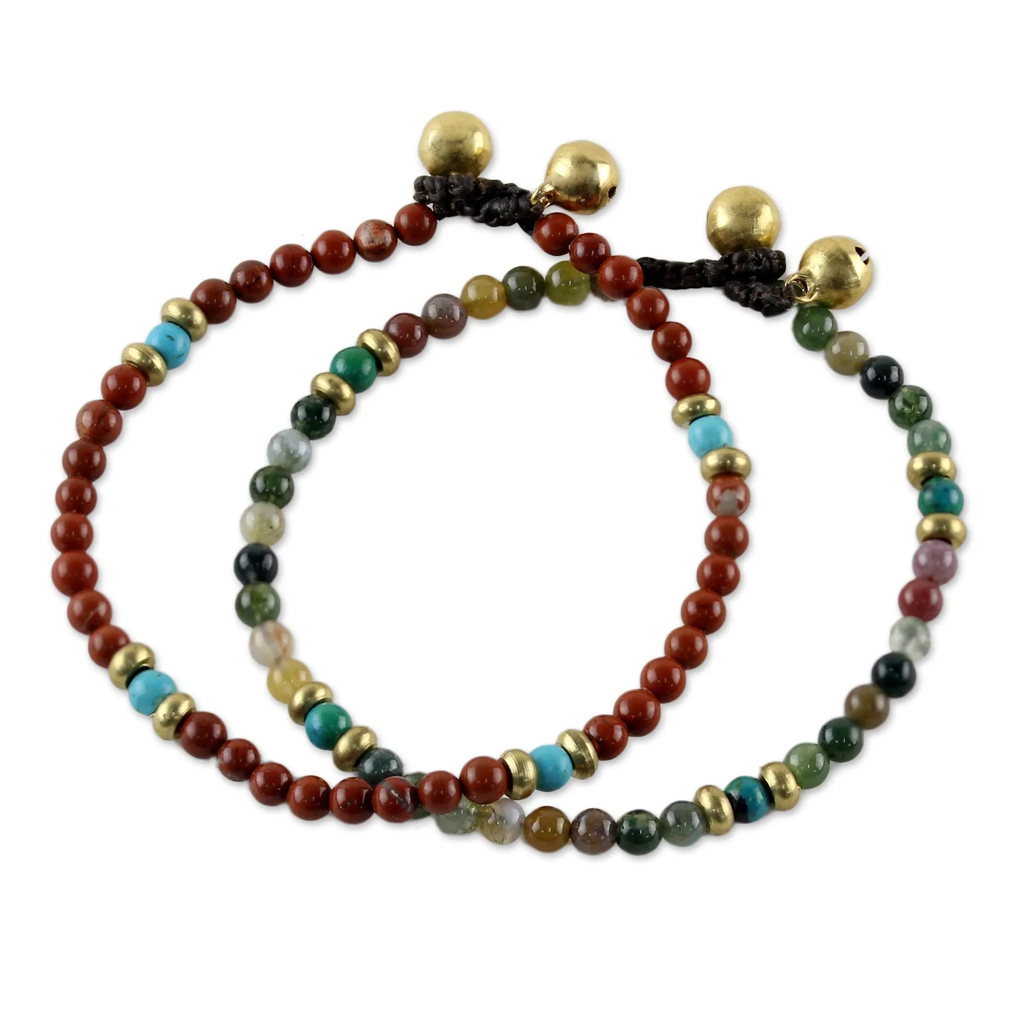 Magical Colors Jasper Brass Beaded Bracelet