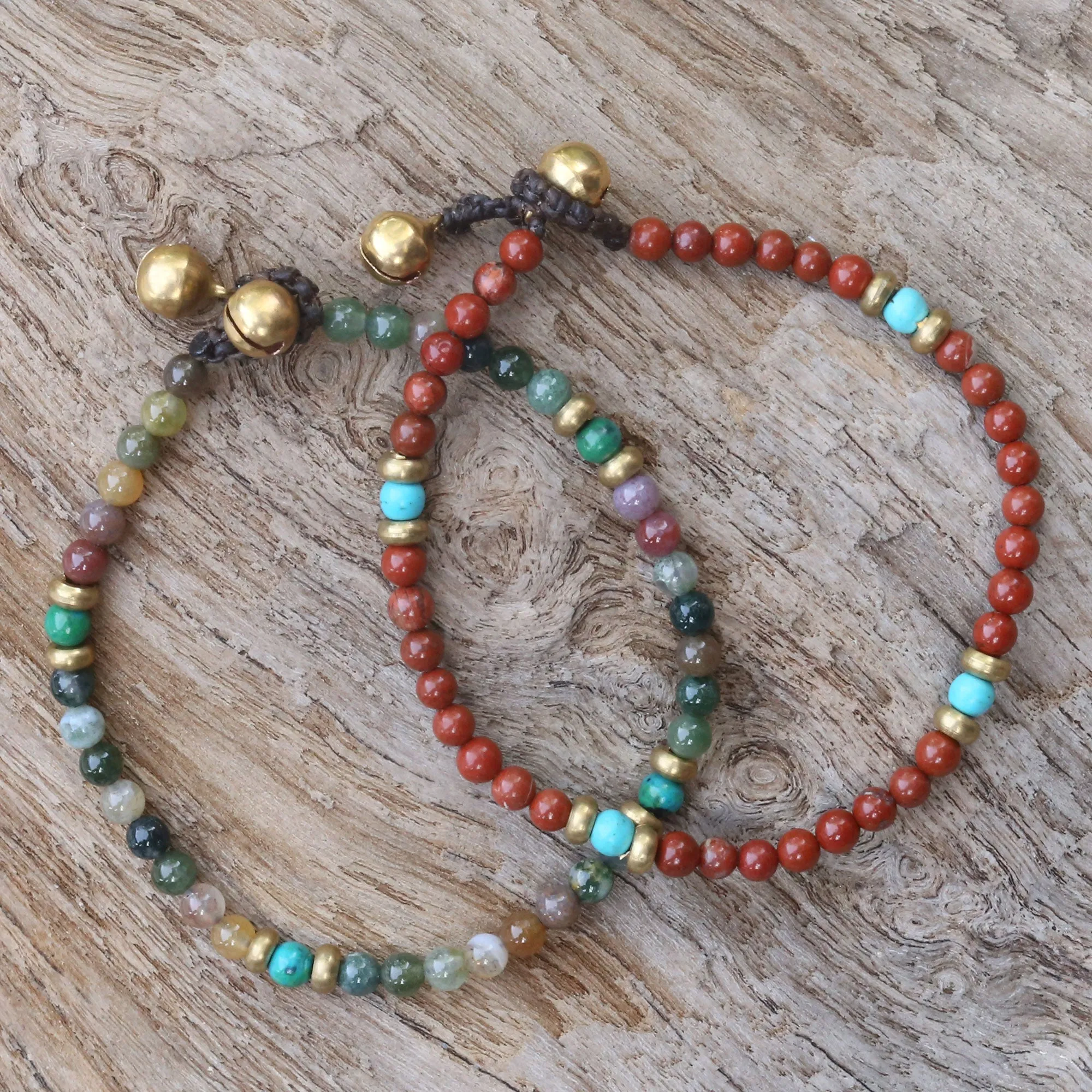 Magical Colors Jasper Brass Beaded Bracelet