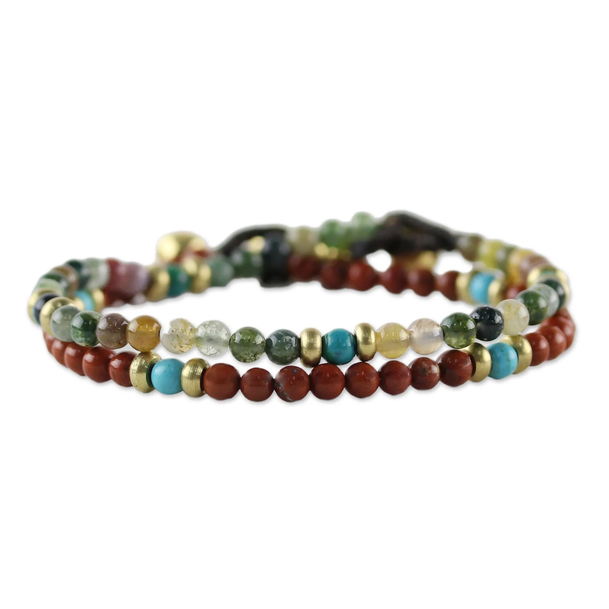 Magical Colors Jasper Brass Beaded Bracelet