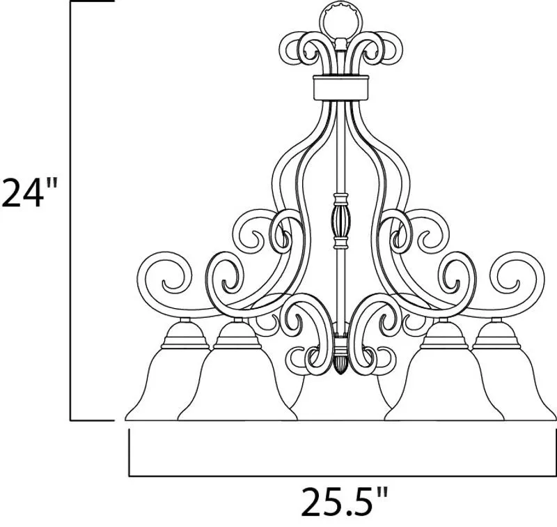 Manor 25.5" 5 Light Down Light Chandelier in Oil Rubbed Bronze