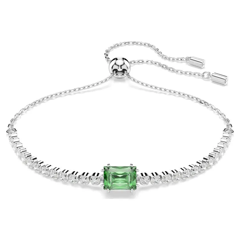 Matrix Mixed Cuts Green Rhodium Plated Tennis Bracelet 5693411