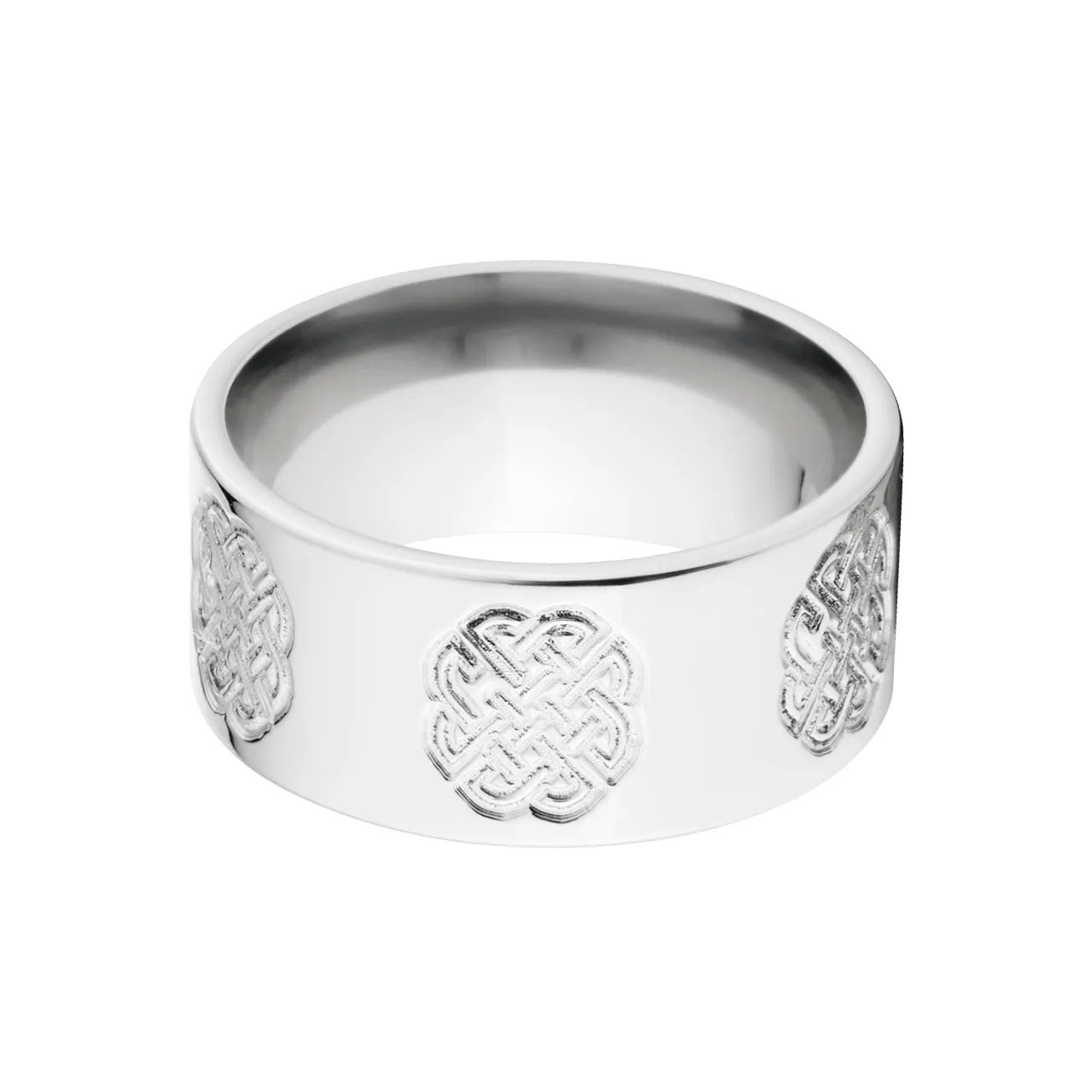 Mens Celtic Rings, White Gold Wedding Rings for Men