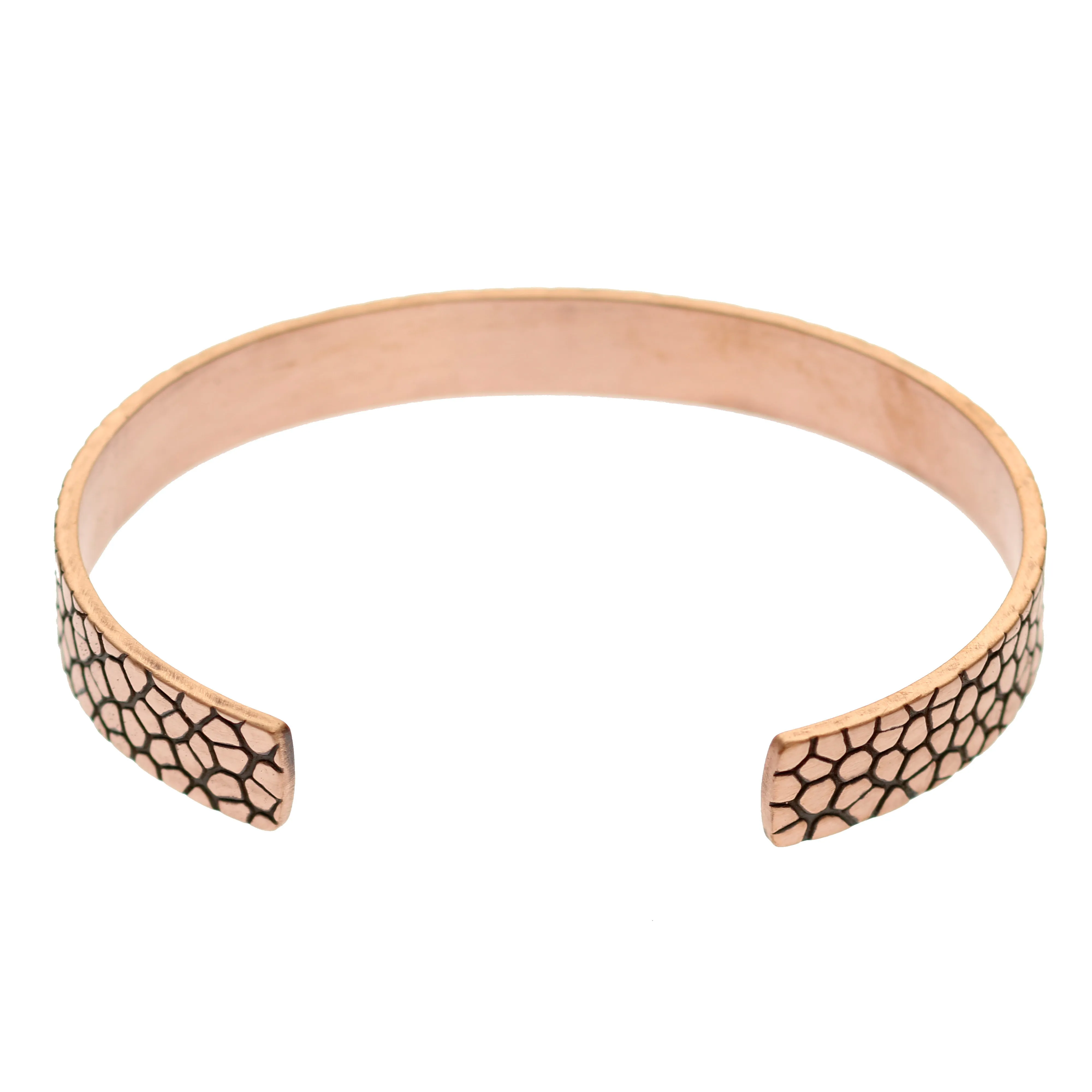 Men's Embossed Snakeskin Solid Copper Cuff - 10 MM Wide