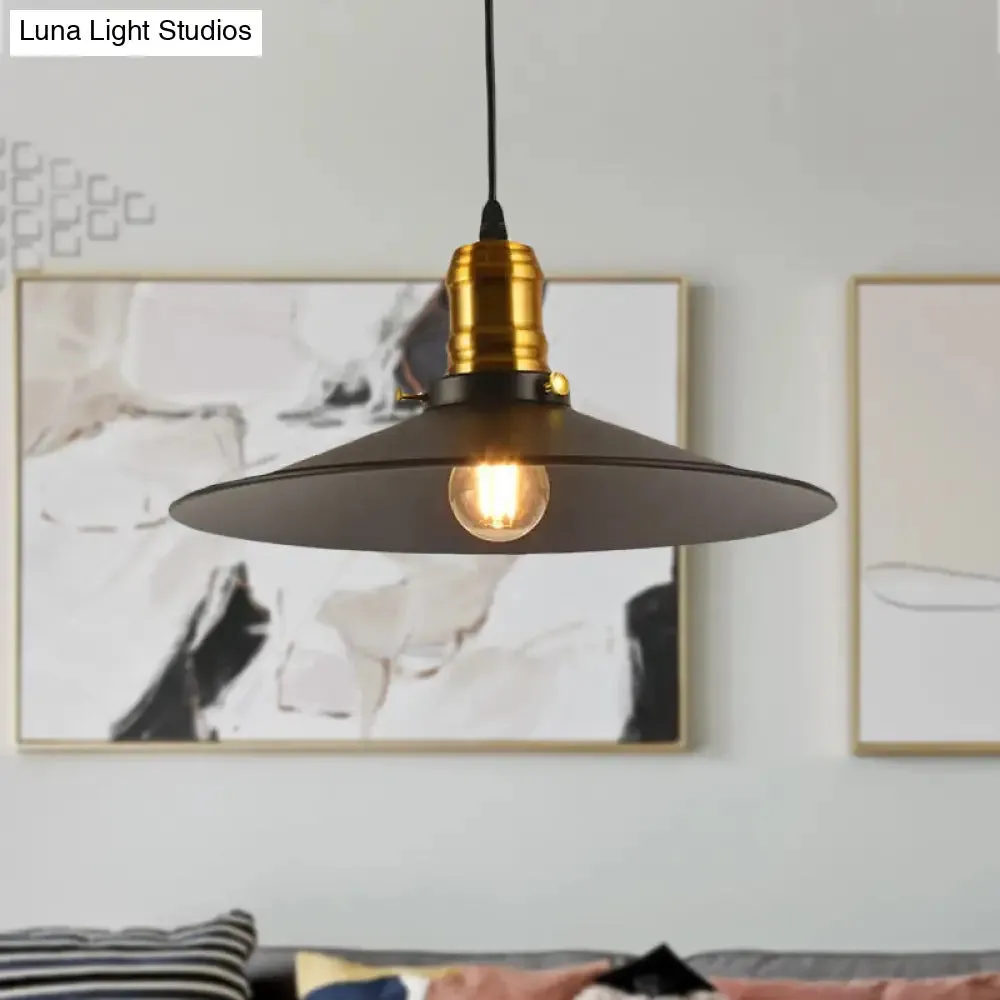 Metallic Cone Hanging Light - Industrial Style, Pack of 1/2/3, 8.5"/10" Wide, Black Finish