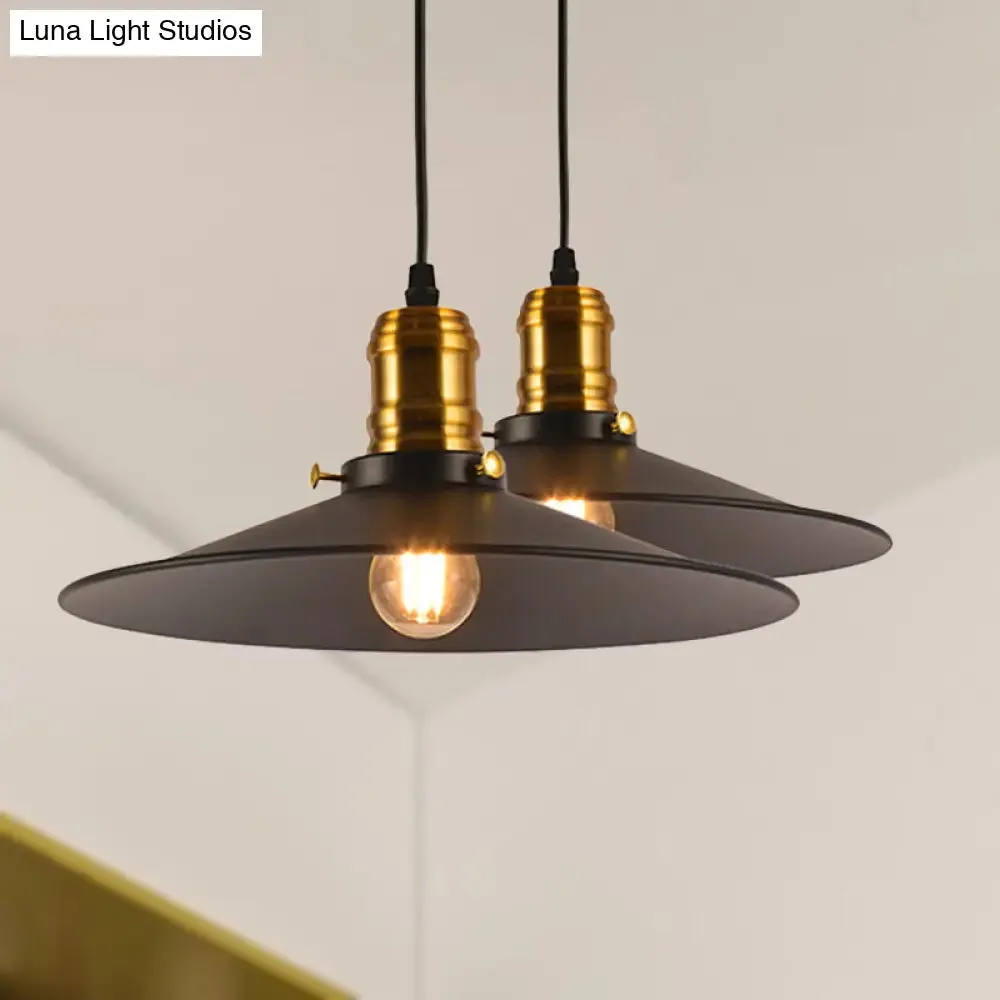 Metallic Cone Hanging Light - Industrial Style, Pack of 1/2/3, 8.5"/10" Wide, Black Finish