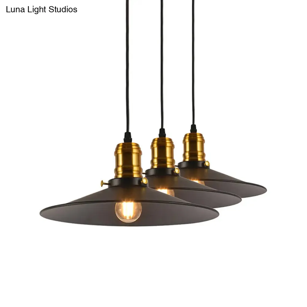 Metallic Cone Hanging Light - Industrial Style, Pack of 1/2/3, 8.5"/10" Wide, Black Finish