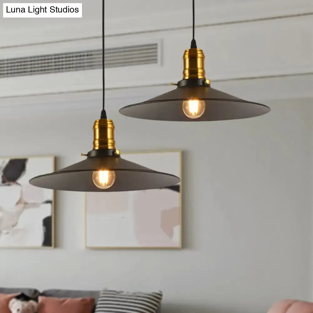 Metallic Cone Hanging Light - Industrial Style, Pack of 1/2/3, 8.5"/10" Wide, Black Finish