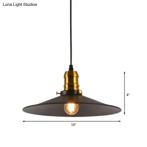 Metallic Cone Hanging Light - Industrial Style, Pack of 1/2/3, 8.5"/10" Wide, Black Finish