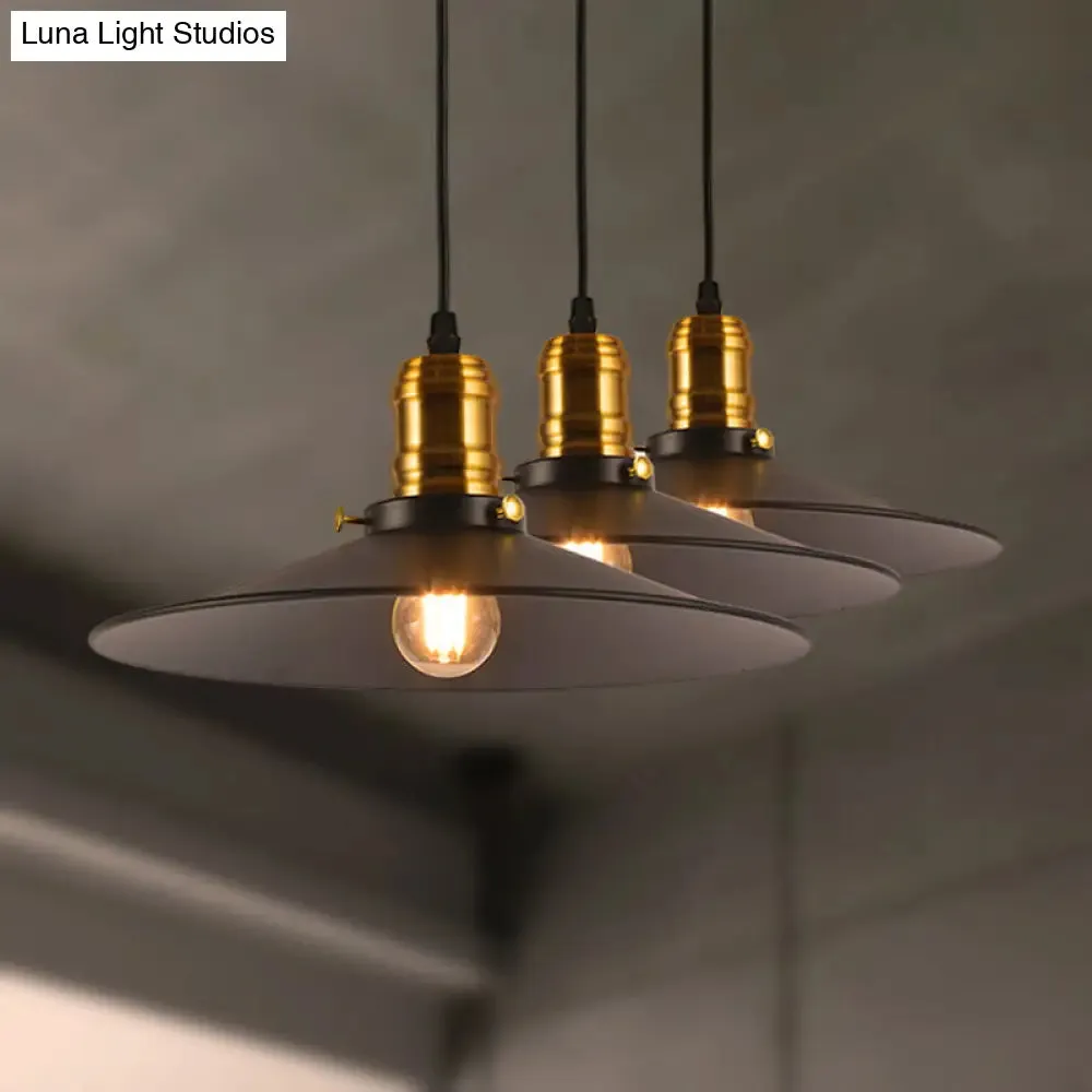 Metallic Cone Hanging Light - Industrial Style, Pack of 1/2/3, 8.5"/10" Wide, Black Finish