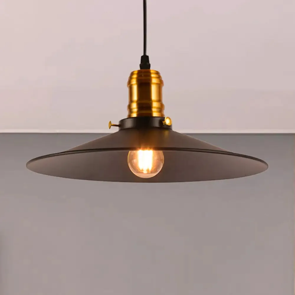 Metallic Cone Hanging Light - Industrial Style, Pack of 1/2/3, 8.5"/10" Wide, Black Finish