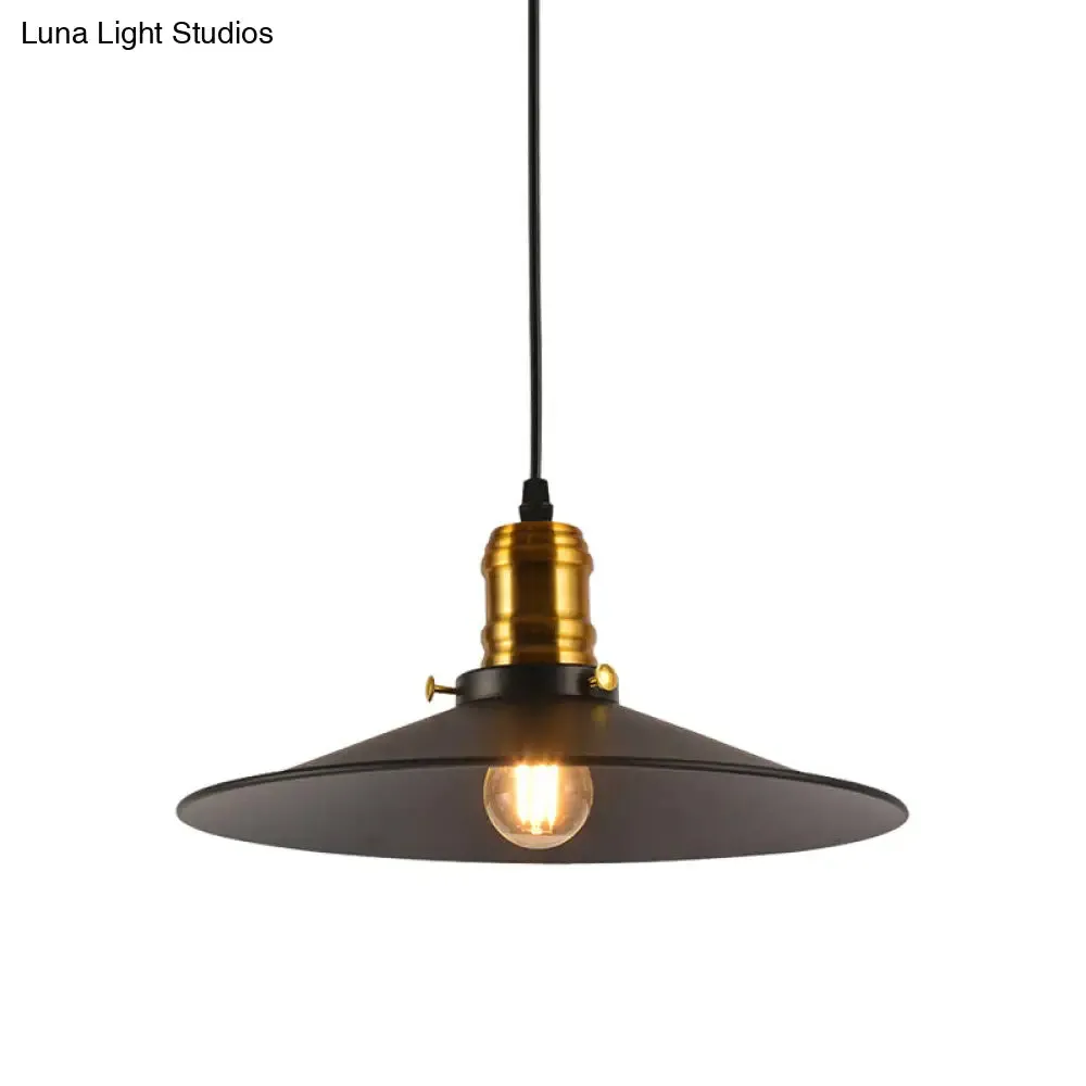 Metallic Cone Hanging Light - Industrial Style, Pack of 1/2/3, 8.5"/10" Wide, Black Finish