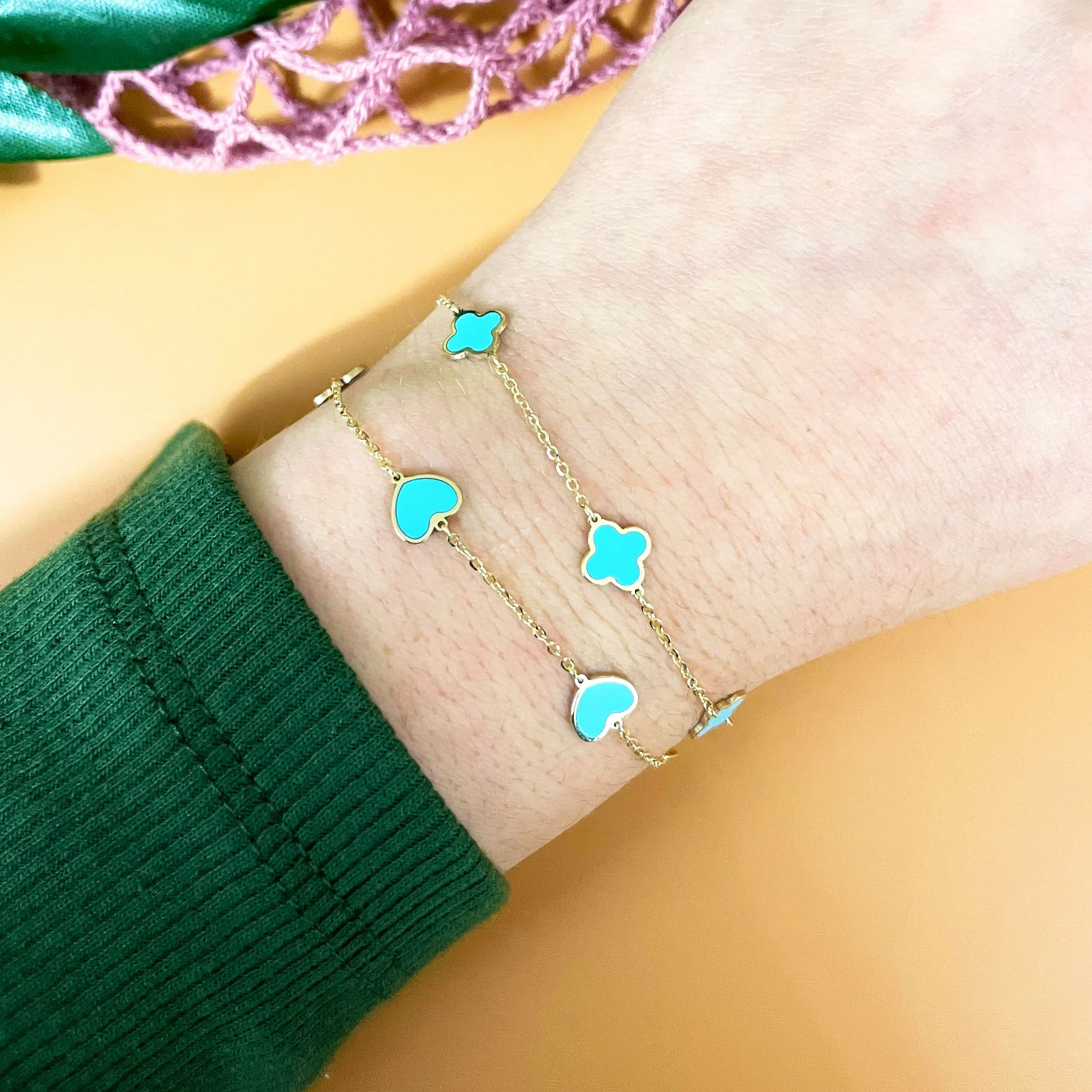 Mini Turquoise Clover Bracelet