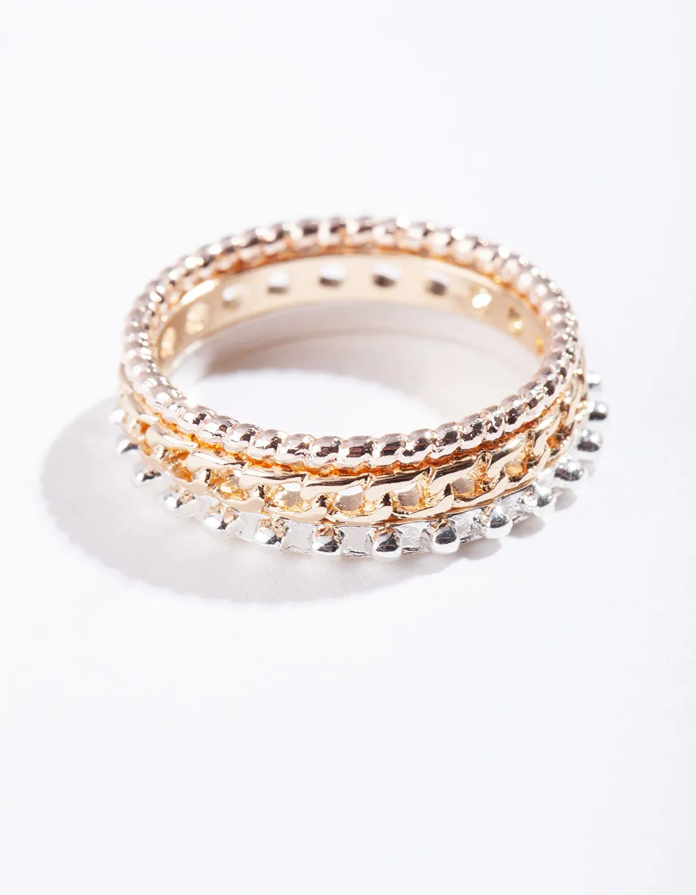 Mixed Metal Chain Ring Stack