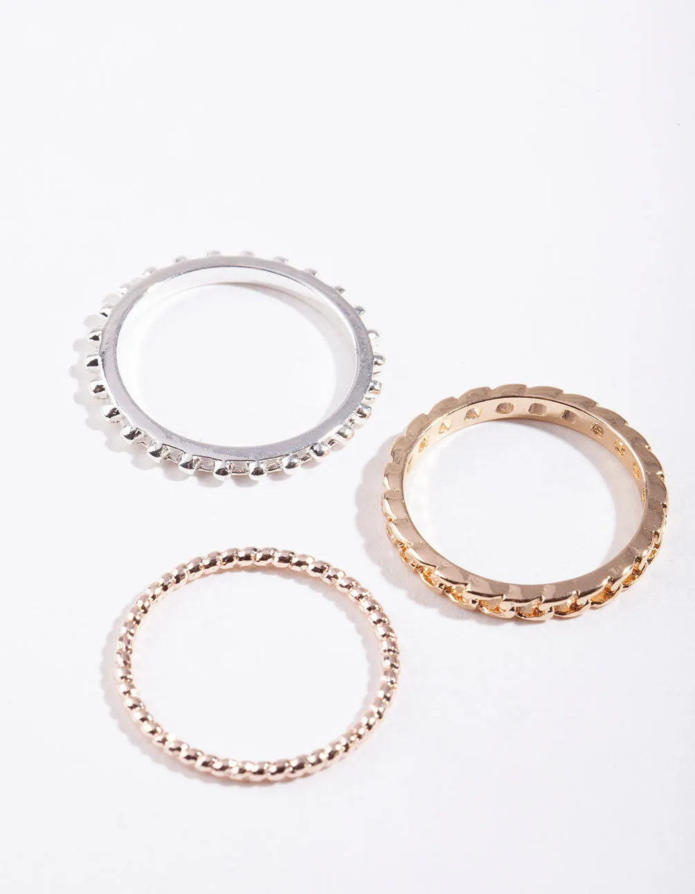 Mixed Metal Chain Ring Stack