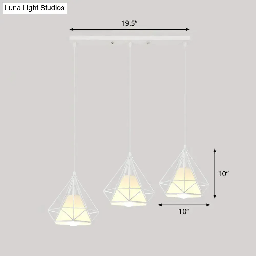 Multi-Bulb Diamond Frame Iron Ceiling Light for Restaurants and More