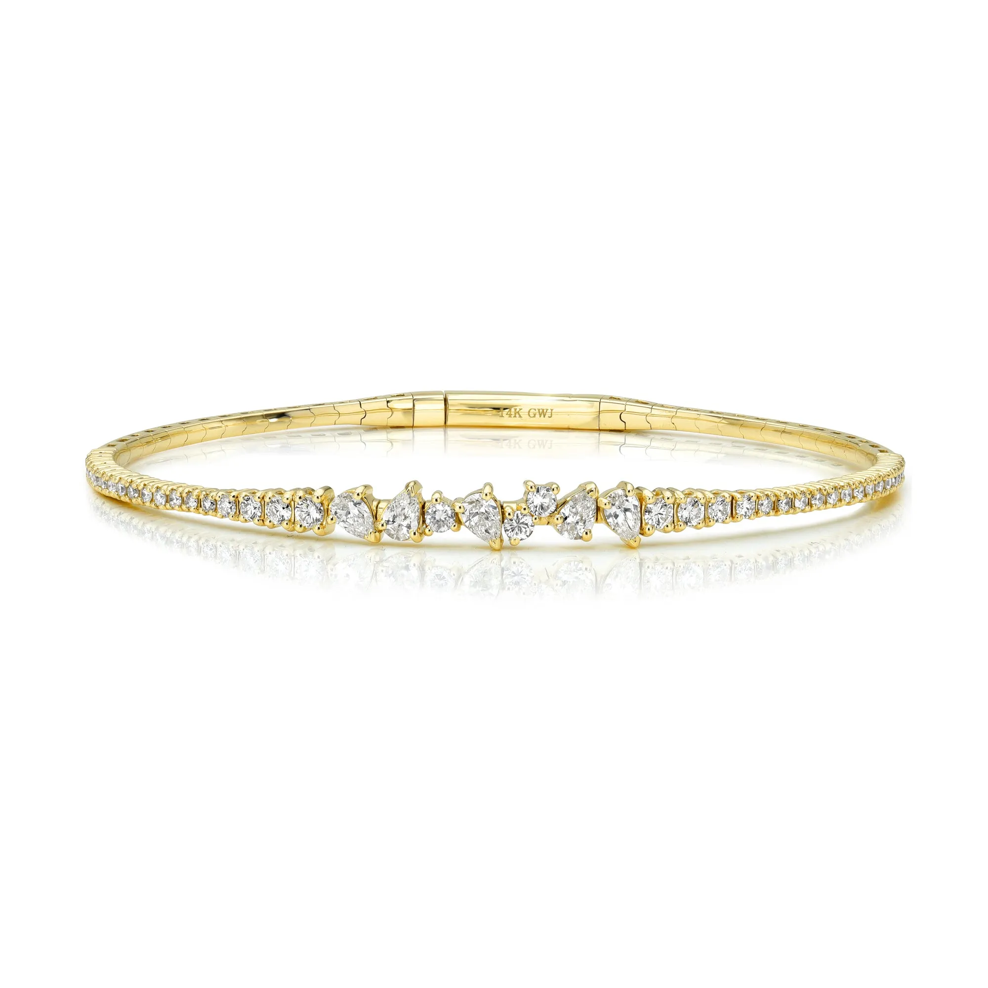 Multi Cut Diamond Flexible Bangle