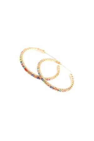 Multicolor Rhinestone Hoop Earrings