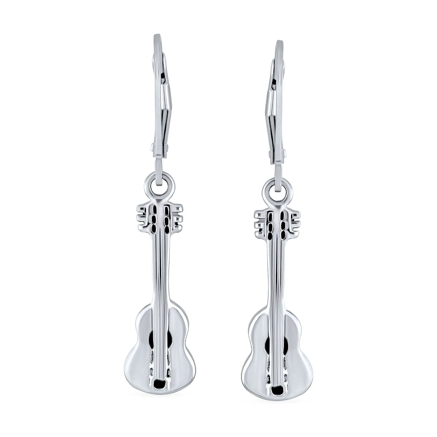 Musician Acoustic Music Lover Guitar Dangle Earrings Sterling Silver