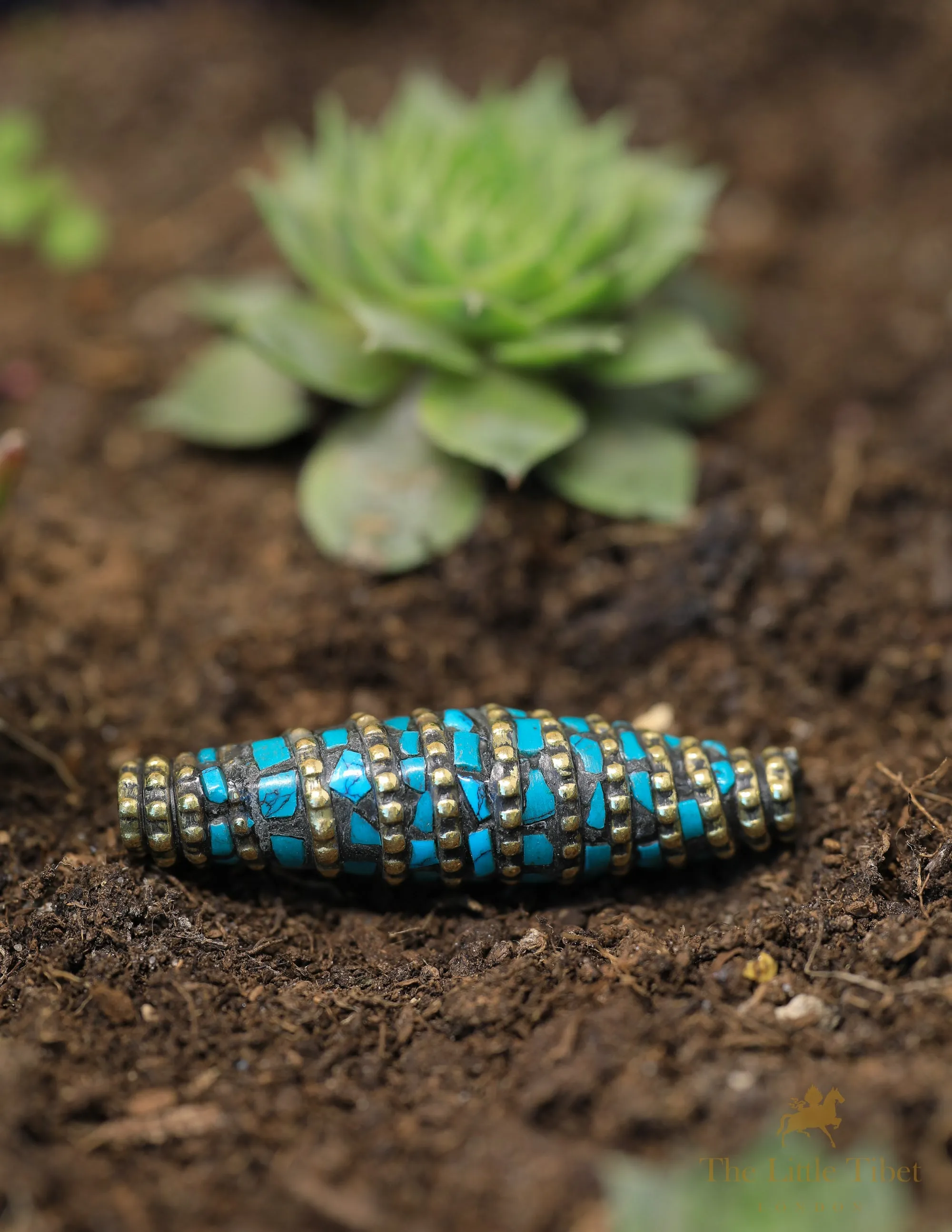 MYSTIC Tribal Beads Tibetan corals Turquoise Inlaid Beads - E7