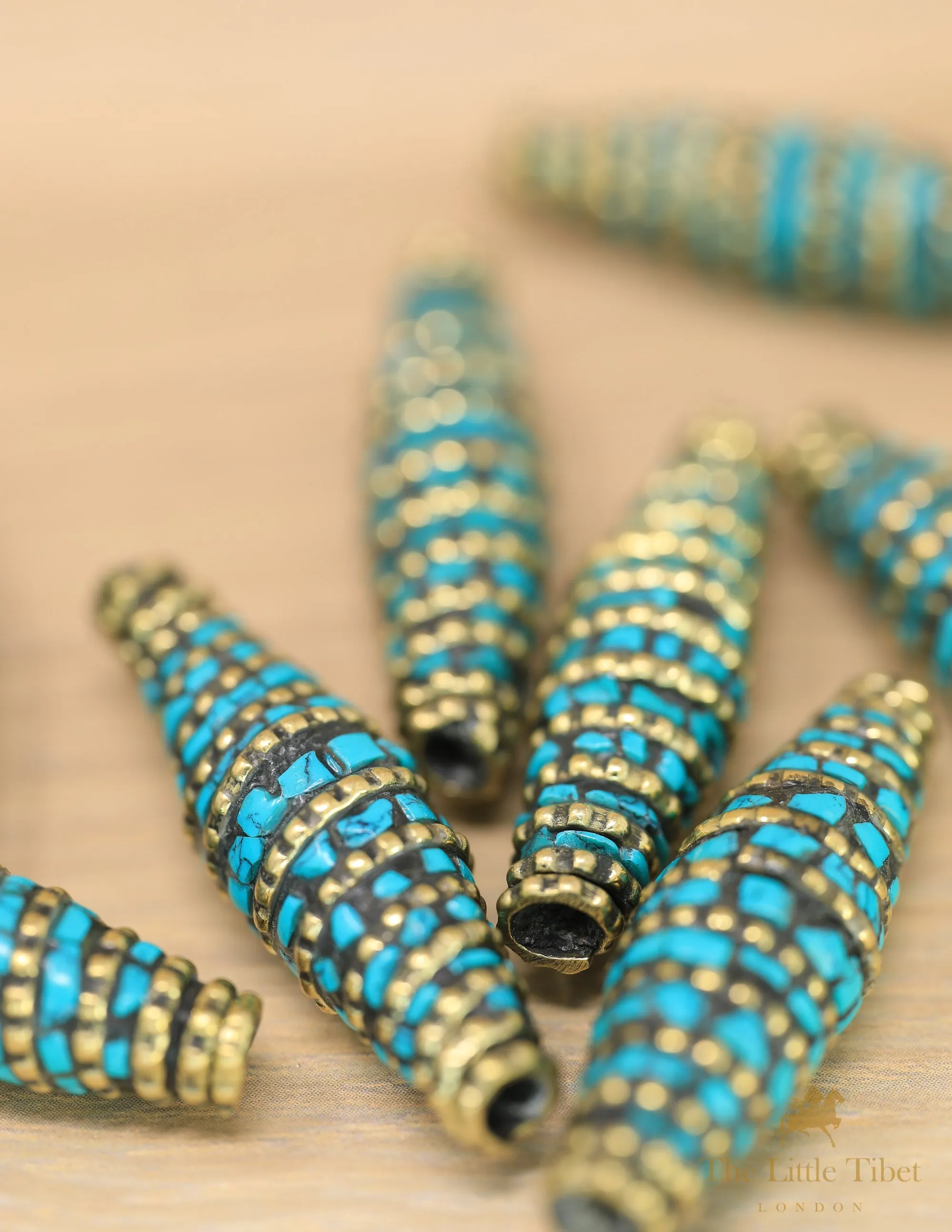 MYSTIC Tribal Beads Tibetan corals Turquoise Inlaid Beads - E7