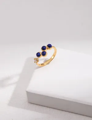 Natural Lapis Lazuli Zircon Open Ring