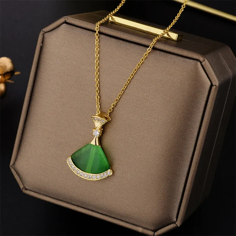 New Design Sense Luxury Zircon Crystal Stainless Steel Necklaces For Women Korean Fashion Sweet Sexy Ladies Neck Chain Jewelry