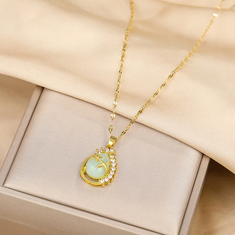 New Design Sense Luxury Zircon Crystal Stainless Steel Necklaces For Women Korean Fashion Sweet Sexy Ladies Neck Chain Jewelry