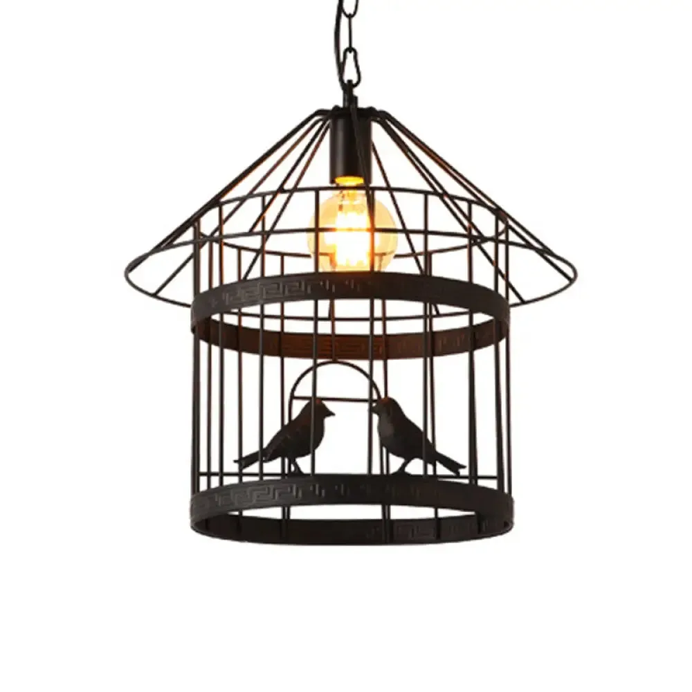 Nordic Industrial Style 1-Light Bird Cage Ceiling Fixture for Coffee Shop: Metallic Ceiling Light