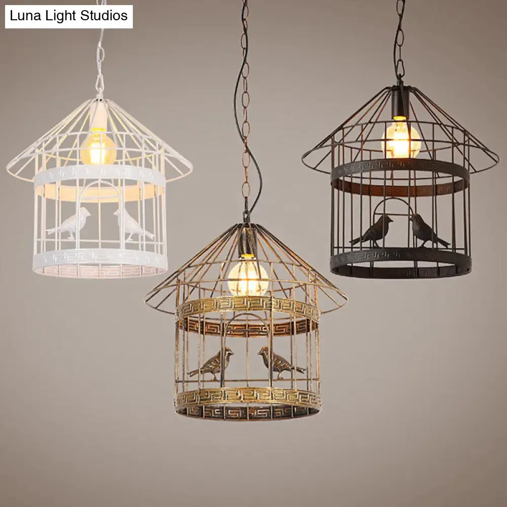 Nordic Industrial Style 1-Light Bird Cage Ceiling Fixture for Coffee Shop: Metallic Ceiling Light