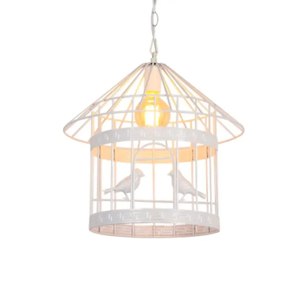 Nordic Industrial Style 1-Light Bird Cage Ceiling Fixture for Coffee Shop: Metallic Ceiling Light