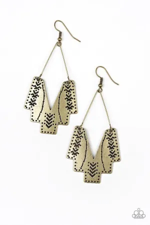 Paparazzi Earring ~ Arizona Adobe - Brass