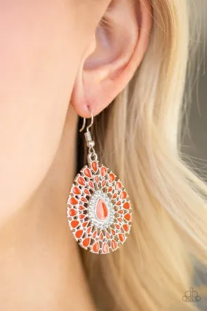 Paparazzi Earring ~ City Chateau - Orange